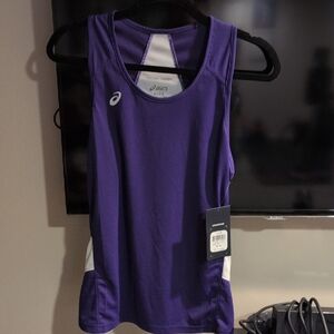 Asics Sweep Singlet Tank. Purple And White. Size M NWT